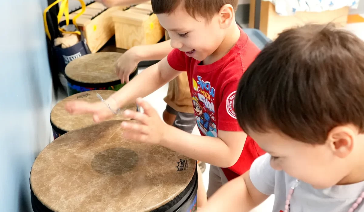Having some fun on the drums in the music room, Malakai Miller, 5, Keanu Nakayama, 5, and Kai Nakayama, 3, during the Dreamers Academy open house on Wednesday, August 6, 2025. Dreamers Academy is a dual-language public charter school located in north Sarasota that opened in 2021. Continuing it's expansion, the school is projected to have 1,200 students by the year 2028 with grades K‑8. For more information visit dreamersacademy.org
— Thomas Bender/Sarasota Herald-Tribune
