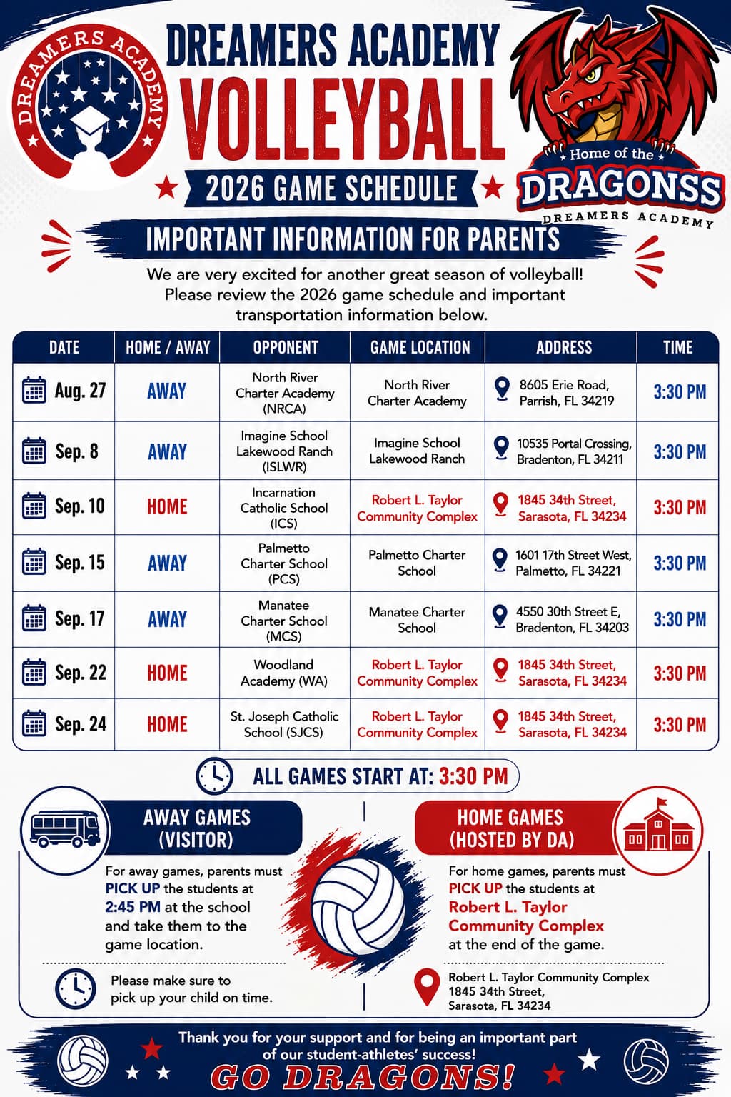 Sun Coast Volleyball Schedule